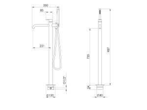 Однорычажный смеситель для ванны с ручным душем
