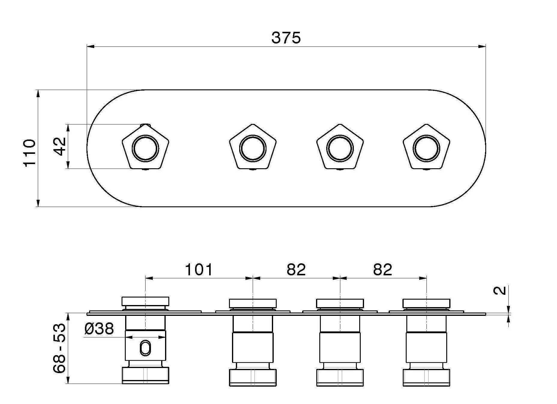 Термостатический смеситель для душа с 4 отверстиями Newform многофункциональные термостаты 3 выхода ARCH-00055614 - Вид №1