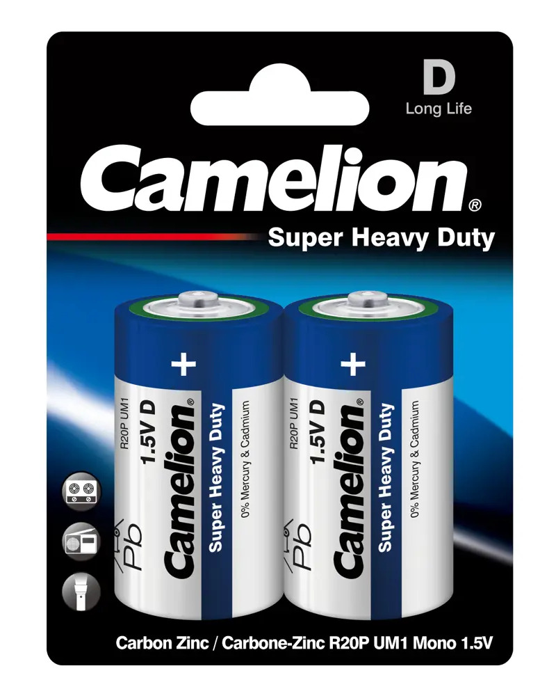 93408571 Батарейка Camelion Super Heavy Duty D (LR20) R20P-BP2B алкалиновая 2 шт. STLM-0547004