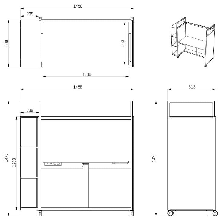 Рециркулированный ПЭТ регулируемая высота стол на колесах с электрической розеткой ECHOJAZZ MCART ARCH-00131553 - Вид №28