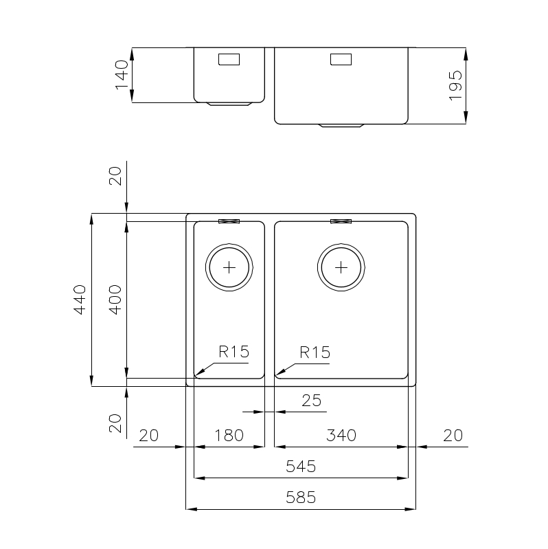 220185x Мойка KE - R15 2201 85x Fosterspa  - Вид №1