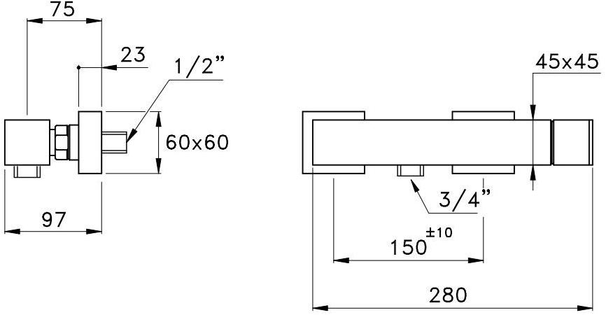 RUBINETTERIE STELLA Смеситель для душа с одной ручкой Bamboo quadro sun-id-1386868 - Вид №1