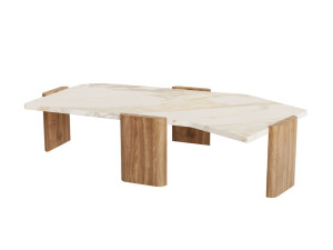 Журнальный столик из дерева и мрамора