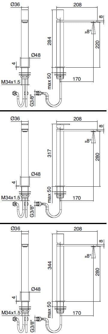 Смеситель для раковины из нержавеющей стали Zazzeri Q316 ARCH-00031056 - Вид №19