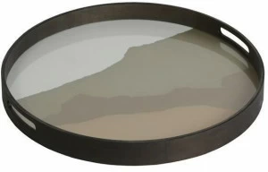 Ethnicraft Круглый поднос из дерева и стекла Wabi sabi 20459