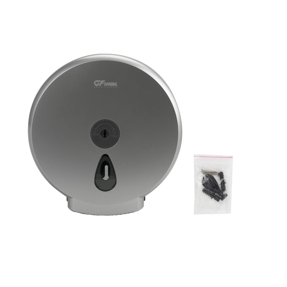 GFmark - Диспенсер для туалетной бумаги - барабан, пластиковый, СЕРЫЙ, с глазком, капля с ключем, код: 927  - Вид №7