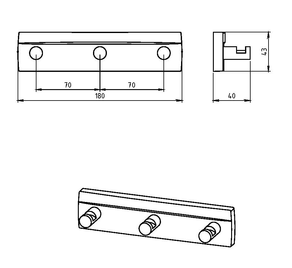 Крючок тройной Novaservis Metalia 12 0243.0 хром 02430 - Вид №1