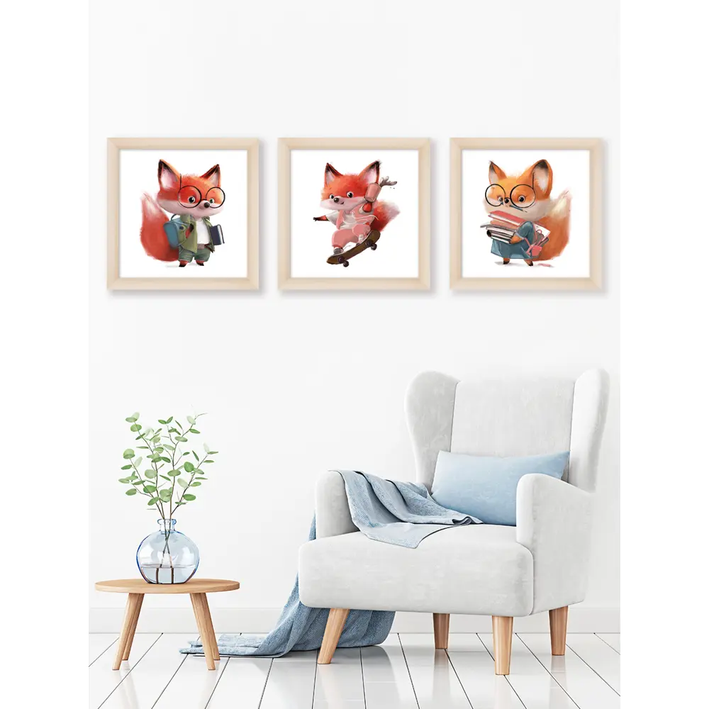 Модульная картина Лисята 40x40 см 3 шт POSTERMARKET STLM-2188943 - Вид №4