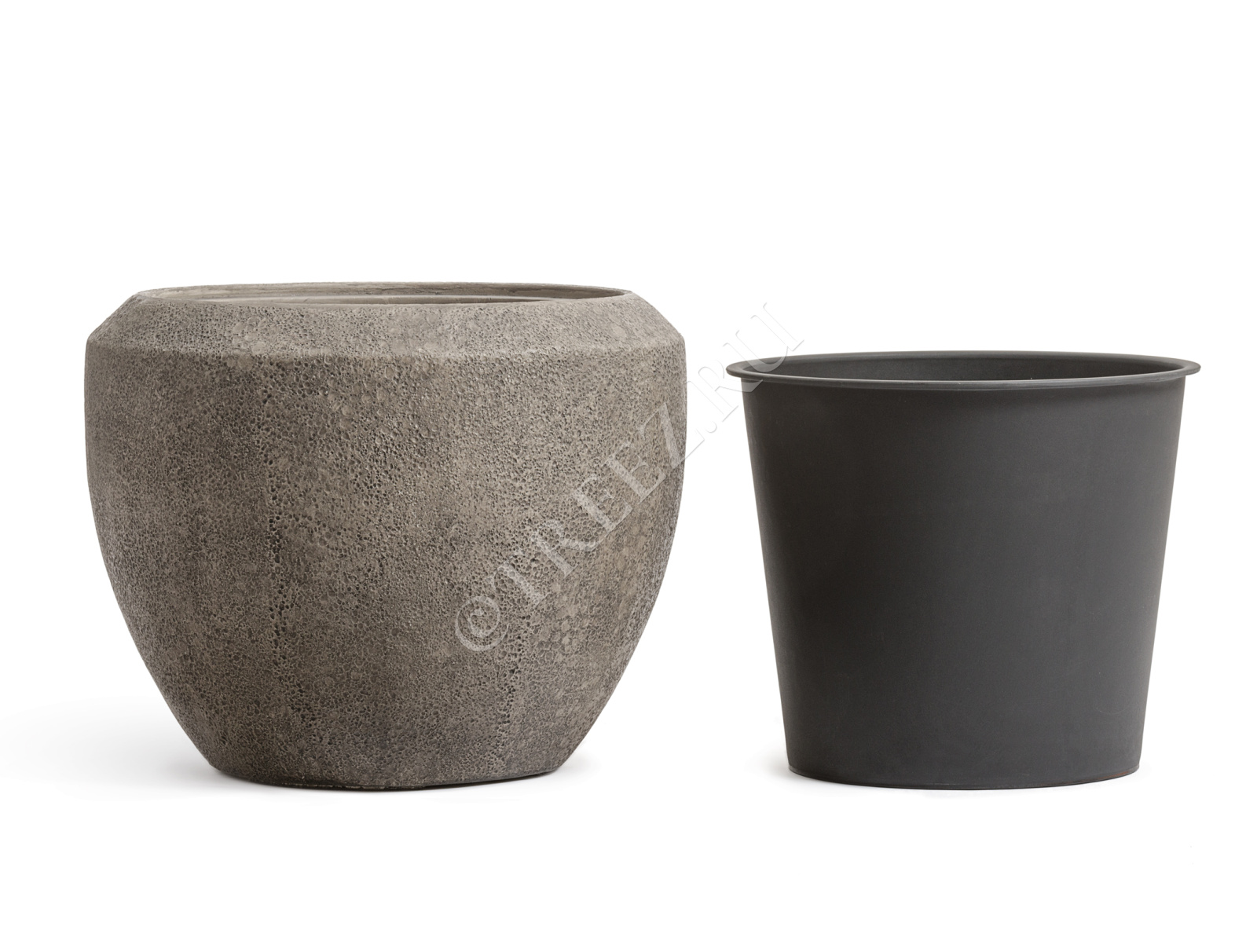 41.3321-11-067-LBR-56 Кашпо  Effectory - серия Volcano - Чаша Design - Серо-коричневый туф Цветочная коллекция  - Вид №4