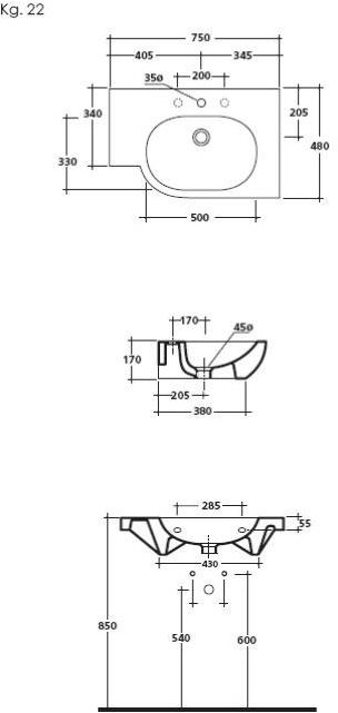 5237 Подвесная раковина настенная овальная Galassia M2 белая - Вид №4