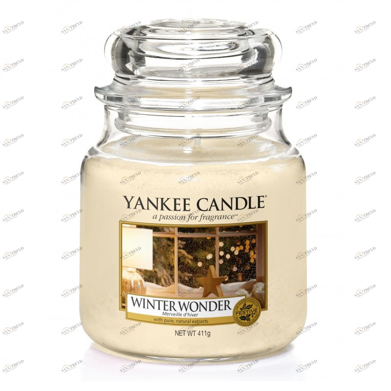 Свеча средняя в стеклянной банке "Новогоднее чудо" Winter Wonder 411 гр 65-90 часов YANKEE CANDLE  267993 Бежевый 