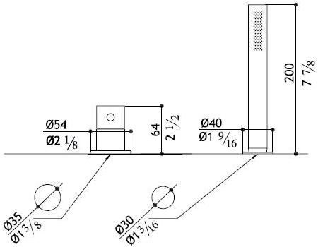 MGS Смеситель для ванны из нержавеющей стали на 2 отверстия с ручным душем Minimal sun-id-1473609 - Вид №2