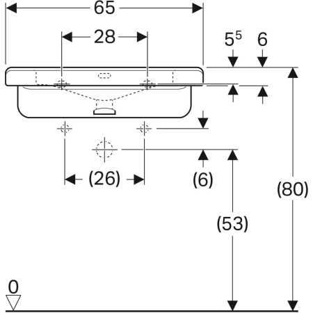 128662000 Раковина Geberit Renova Comfort Square, безбарьерная Geberit  - Вид №31