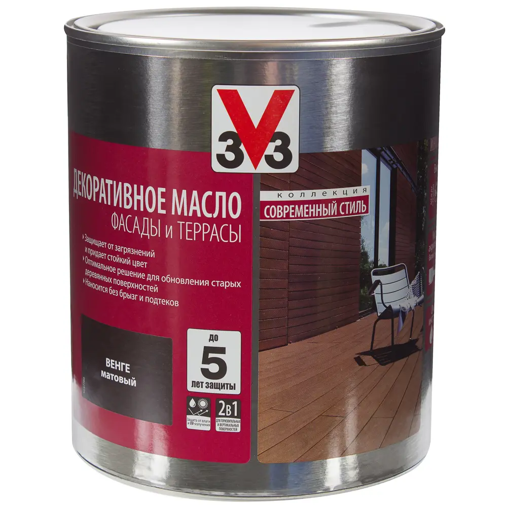 Масло для фасадов и террас V33 цвет венге 2.5 л STLM-2073498 - Вид №2