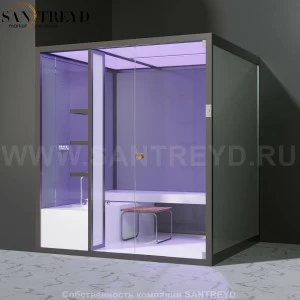 Effegibi BODYLOVE H BL30030004 Хаммам. Установка: в левый угол. Мощность: 7 кВт макс. Размеры: длина 200 см, ширина 176 см. Отделка: гладкое стекло.