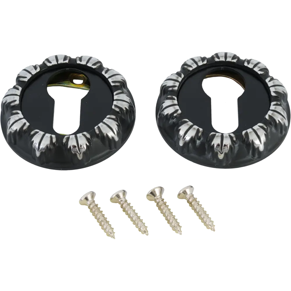 Накладки на цилиндр RENZ для межкомнатных дверей в стиле хром/черный 88293789 STLM-1405386 - Вид №1
