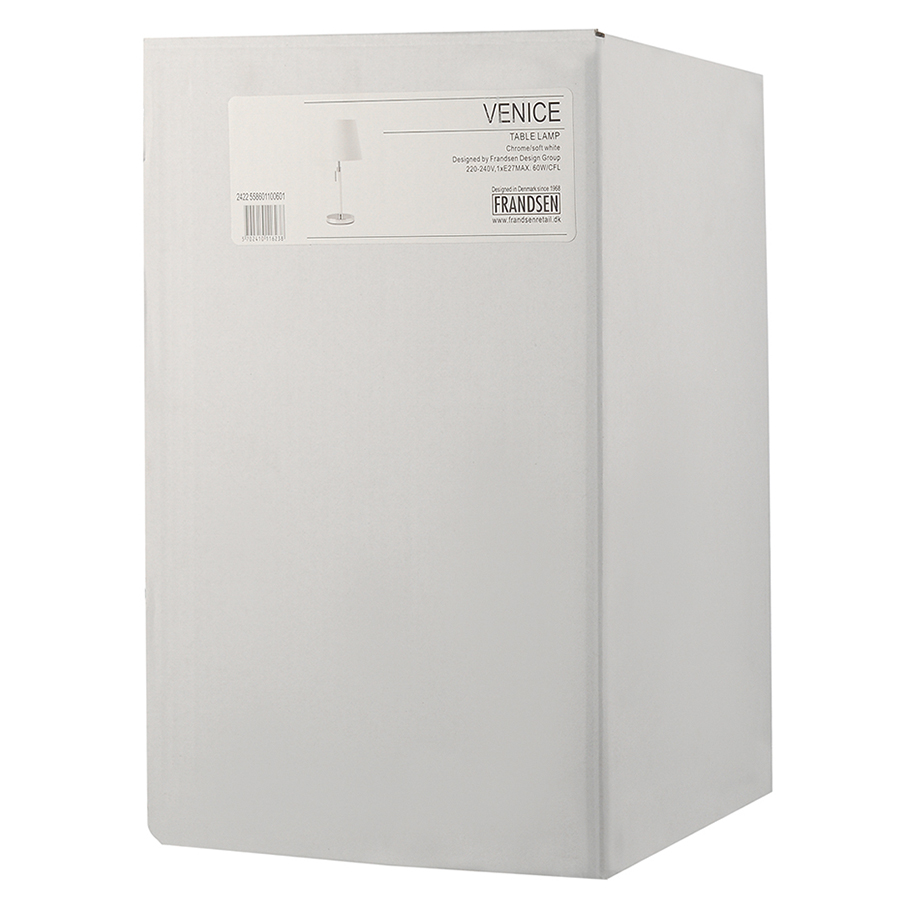 2422558601100601 Лампа настольная venice, 22х44 см, белая, хром Frandsen  - Вид №4