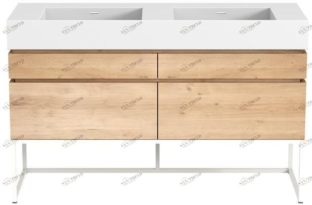 Ethnicraft Двойная тумба под умывальник из дуба с ящиками Oak layers 58011/58014