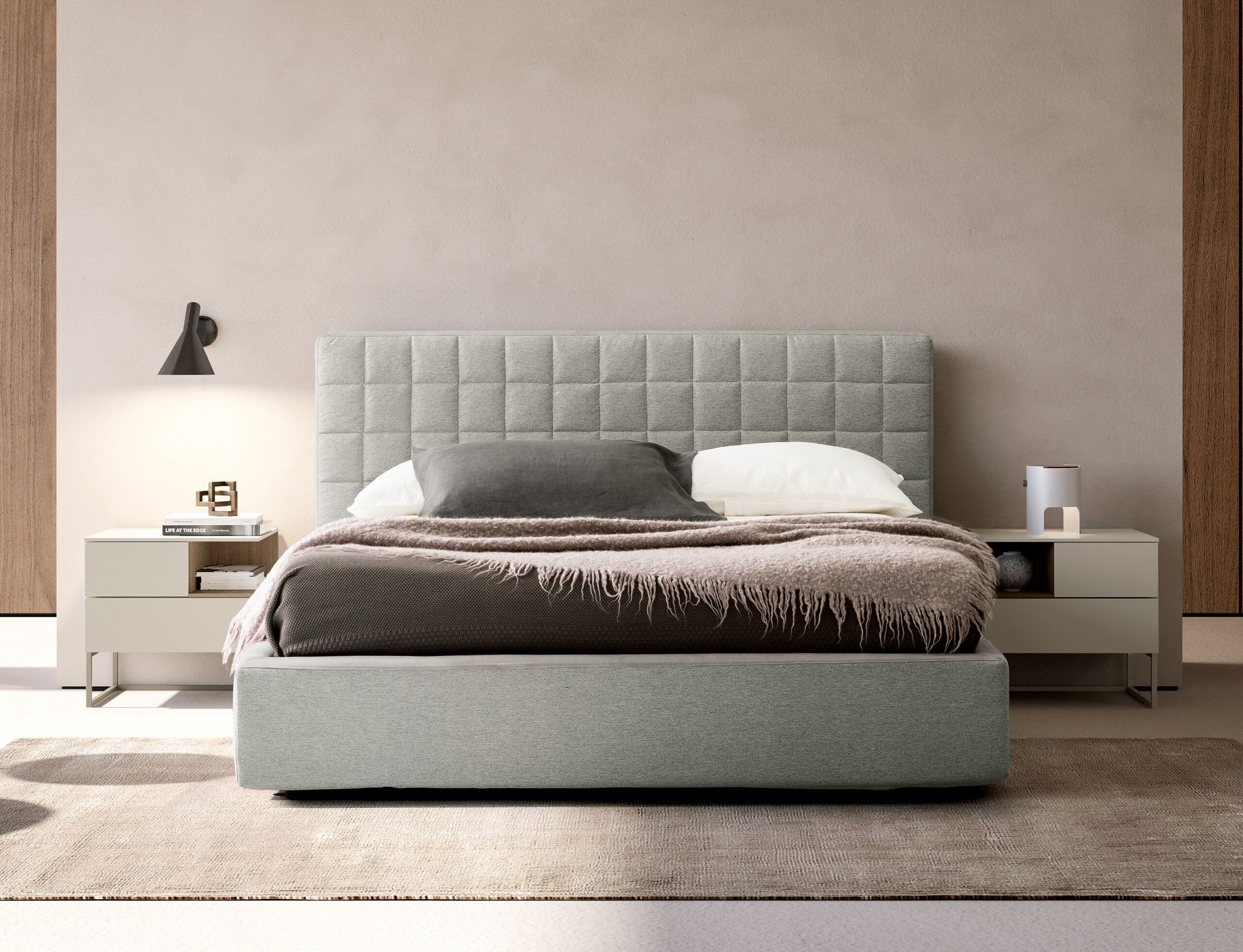 Двуспальная кровать из ткани с мягким изголовьем Adok RUBIK ARCH-00024161 - Вид №1