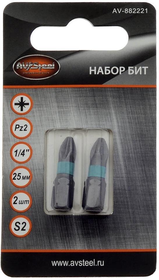 90479814 Бита AV-882221, PZ2х25 мм S2, 2 шт STLM-0244900 AV STEEL