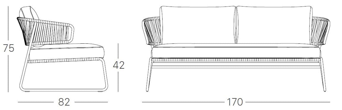 2-местный садовый диван в Sunbrella® и морской веревке S-CAB Lisa ARCH-00027211 - Вид №4