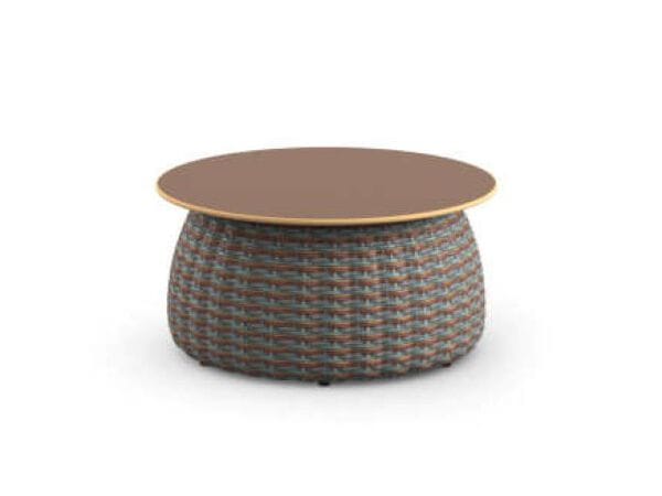 Оптоволоконный круглый низкий садовый журнальный столик с керамической столешницей DEDON белые грибы ARCH-00114415