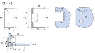 Metalglas Bonomi Петли для душевых кабин из латуни  B-103  - Вид №2