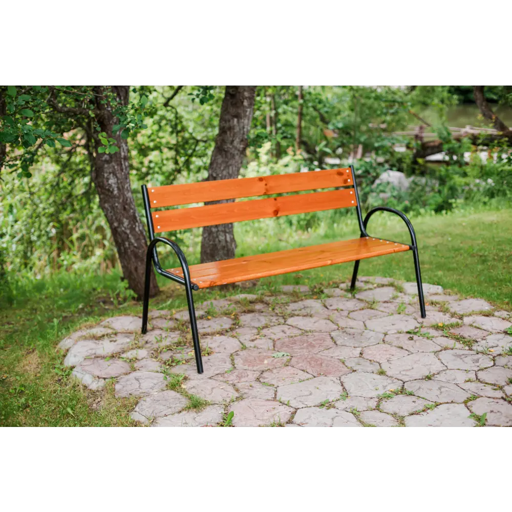 Скамья садовая Констанц 150x61x90 см дерево/металл коричневый 84169777 STLM-2184867 Santreyd  - Вид №4