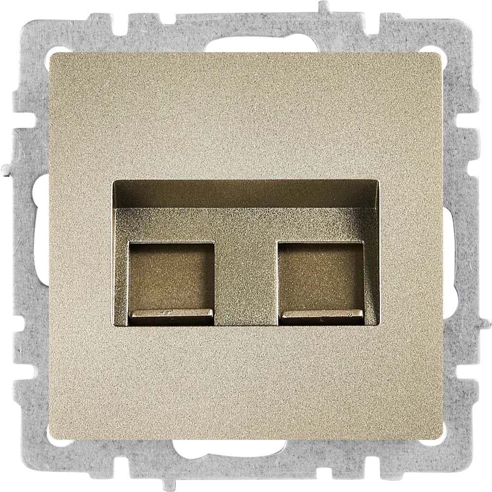 Компьютерная розетка двойная встраиваемая IEK Brite РК10-2-БрШ RJ45 UTP cat 5e цвет шампань 87761636 STLM-2161135