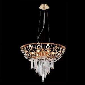 Люстра дизайнерская See золото прозрачная Dorotea SP6 D600 CRYSTAL LUX ДИЗАЙНЕРСКИЕ, CRYSTAL 056894 Золото