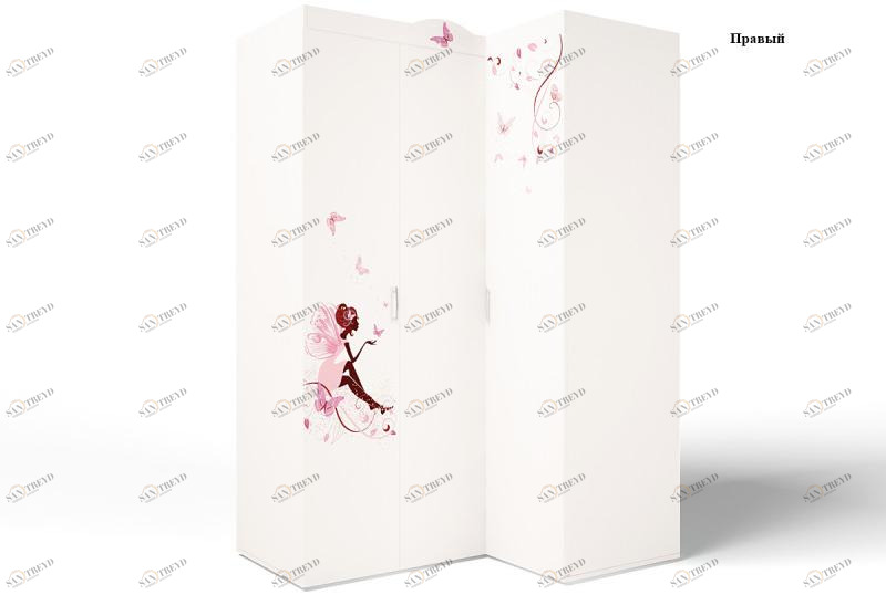 Шкаф угловой ABC-KING , гармошка Фея без зеркал ( правый) и со стразами Сваровски 4631147955593