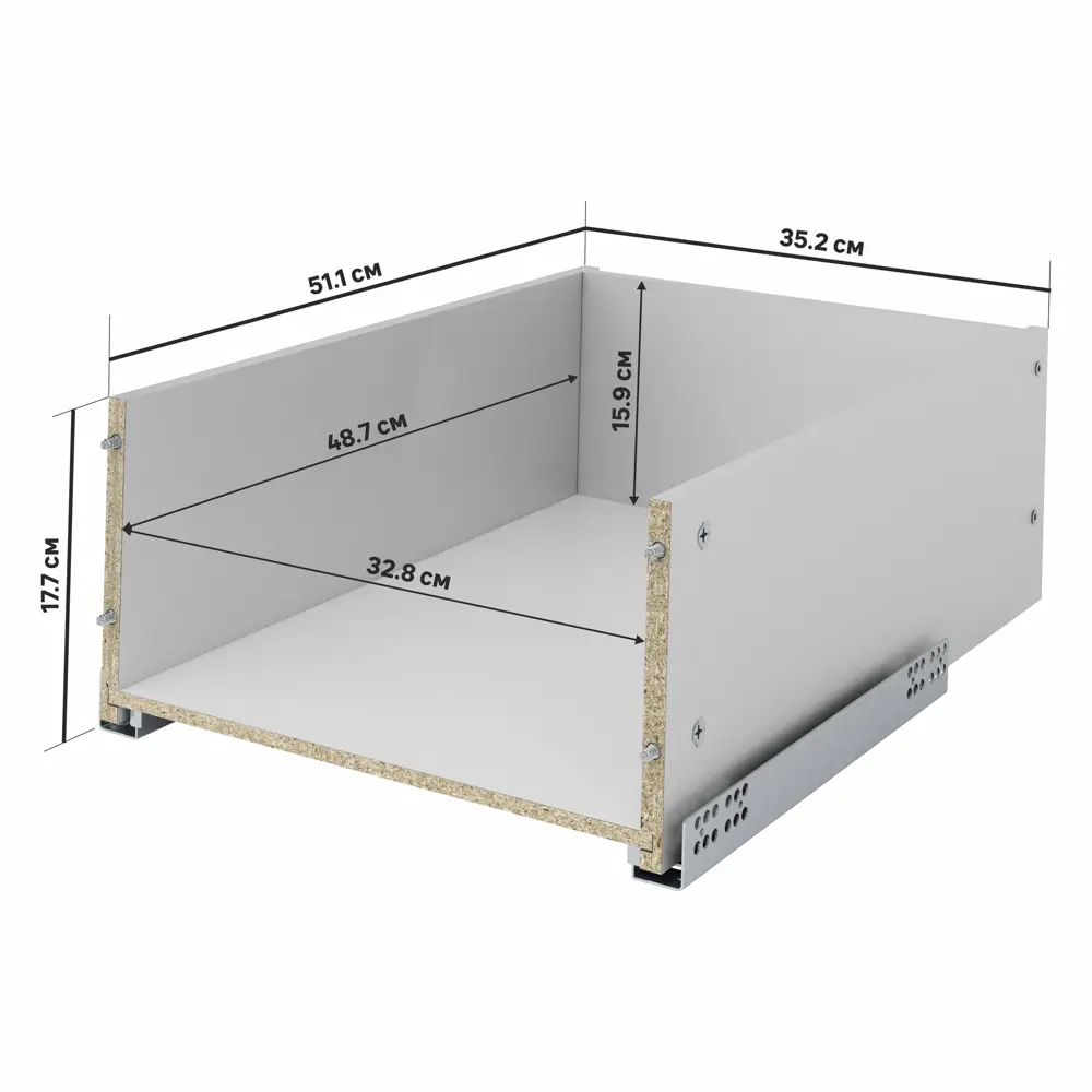 Выдвижной ящик для кухни 35.2x17.7x51.1 см KONSENSA ДСП цвет серый Отсутствует STLM-2027104 - Вид №2