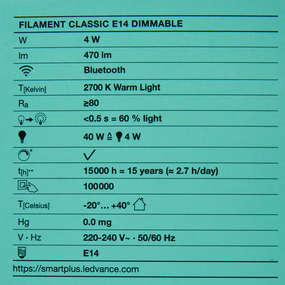 Лампа умная светодиодная Osram Smart Plus E14 220-240 В 4 Вт груша прозрачная 470 лм, теплый белый свет 89143919 STLM-2148902 LEDVANCE  - Вид №4