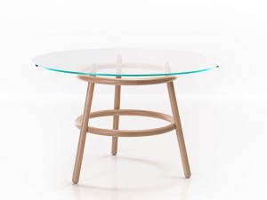 Круглый стол из хрусталя и массива бука
