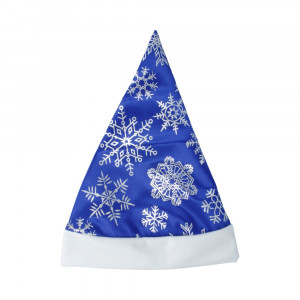 100-4 Колпак новогодний №02 Синий со снежинками
