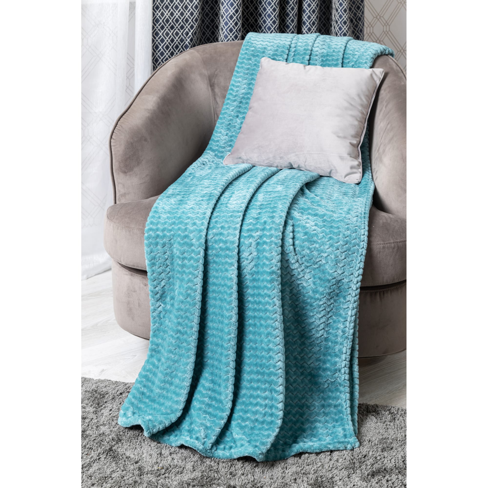 82391616 Плед «Велсофт», 150x200 см, полиэстер, цвет бирюзовый Santreyd  - Вид №6