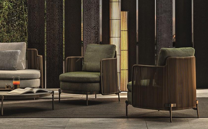 Minotti Садовое кресло из ткани с подлокотниками Tape cord outdoor sun-id-1373788 - Вид №2