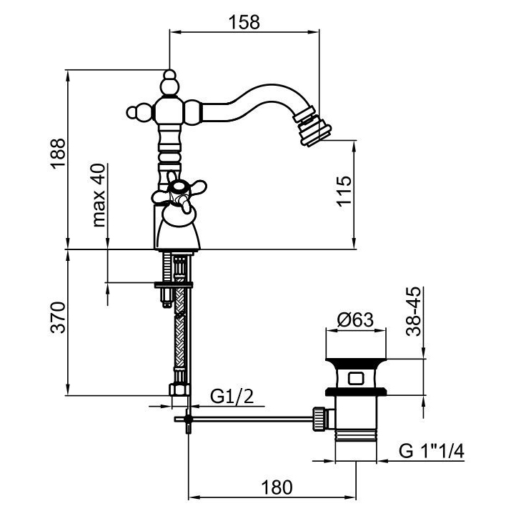 OT710402015 Смеситель для биде Webert Ottocento - Вид №1