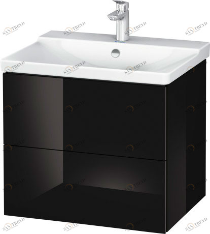 LC624404040 Тумбочка подвесная L-Cube #LC6244 620 x 481 мм Черный глянцевый лак Duravit
