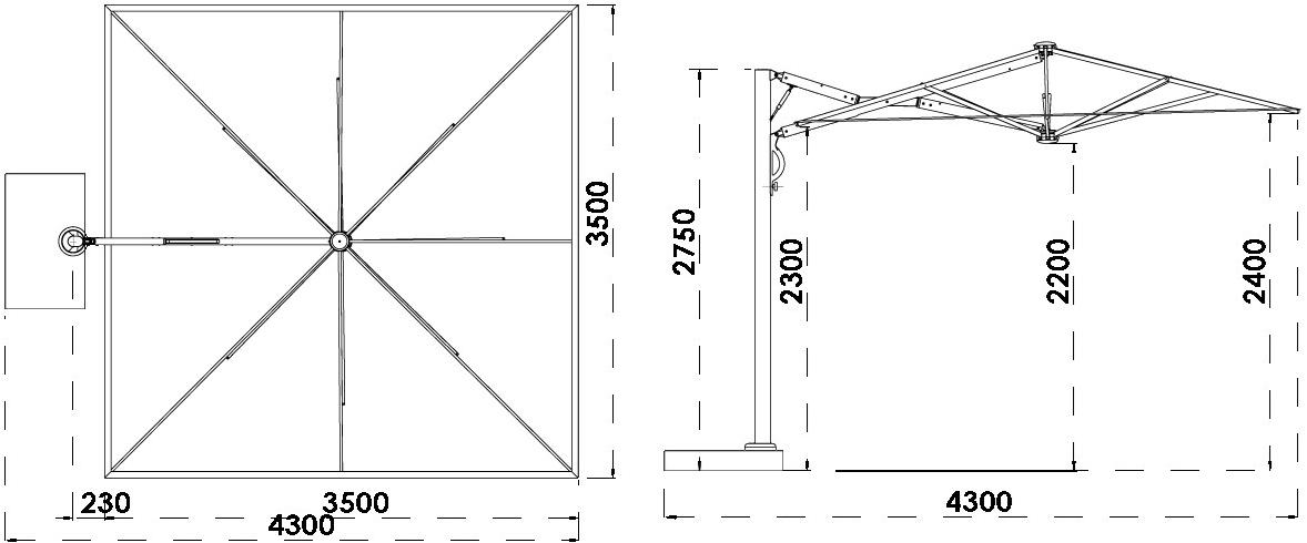 Scolaro Parasol Регулируемый зонтик с боковой стойкой Galaxia Asc  - Вид №11