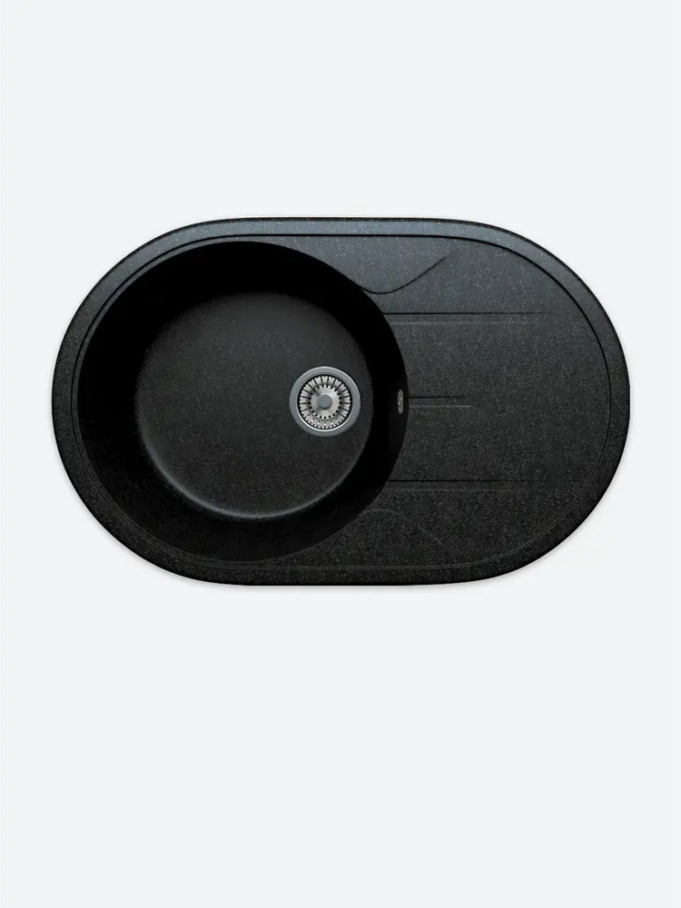 91577075 Врезная мойка Tolero R-116 77.5x50x20 см кварц цвет черный STLM-0885222