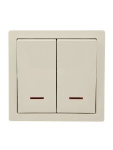 LETO Выключатель двойной с подсветкой крем