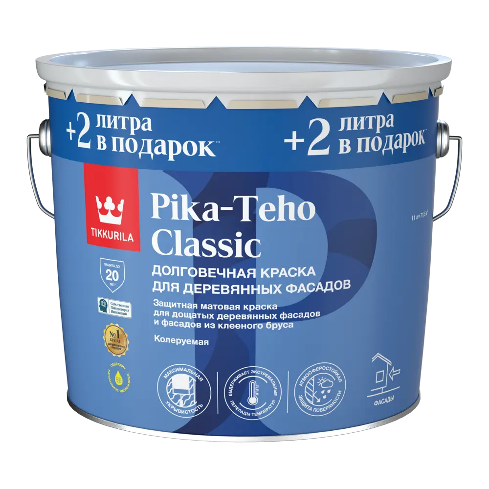 Краска для деревянных фасадов Tikkurila Pika-Teho Classic матовая цвет прозрачный база С 11 л 89381178 STLM-2126637 