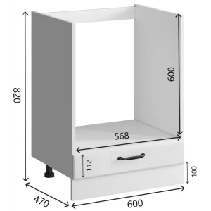 91609777 Напольный шкаф под духовку Bvmebel Romeo 60x82x47 см фасад МДФ цвет белый дуб STLM-1345220