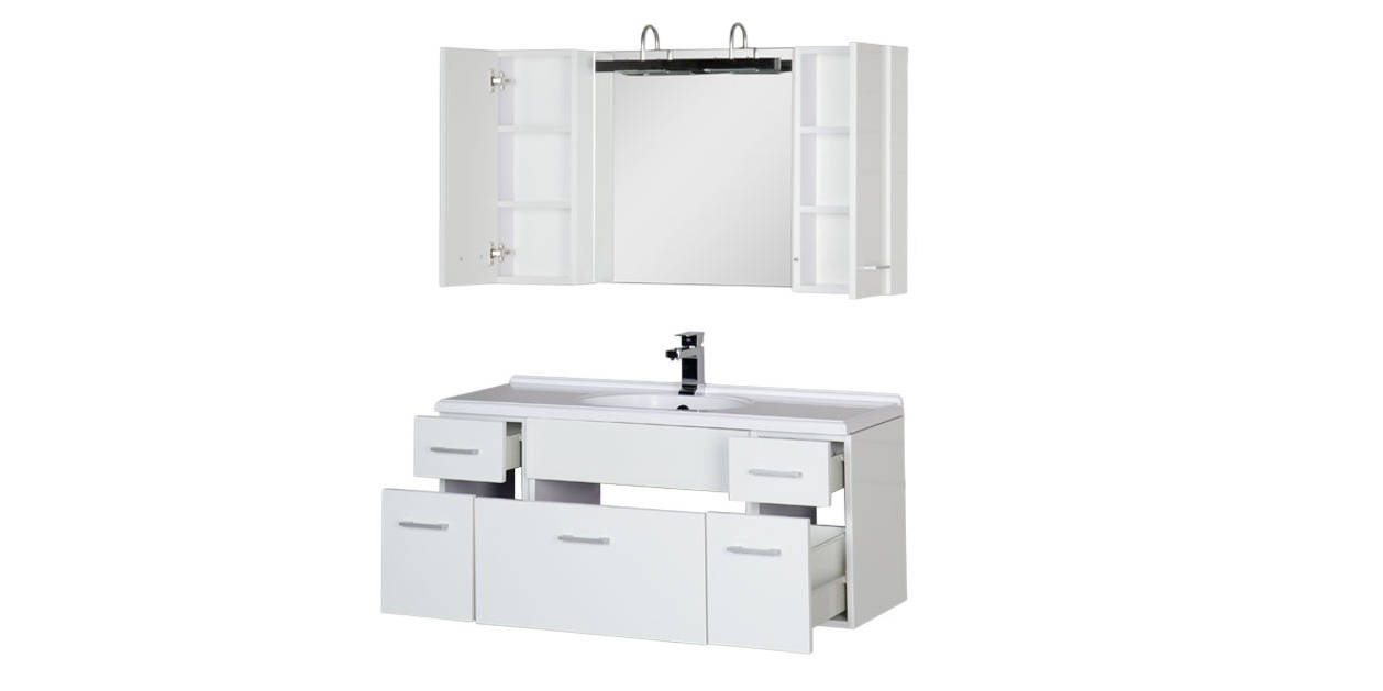 Комплект мебели Aquanet Данте 110 белый (2 навесных шкафчика) 00161224 - Вид №2