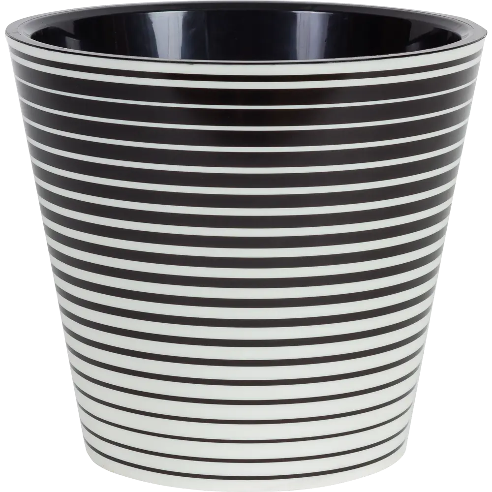 Горшок цветочный Ingreen Фиджи Линии ø23 h20.8 см v5 л пластик чёрный/белый STLM-2181952