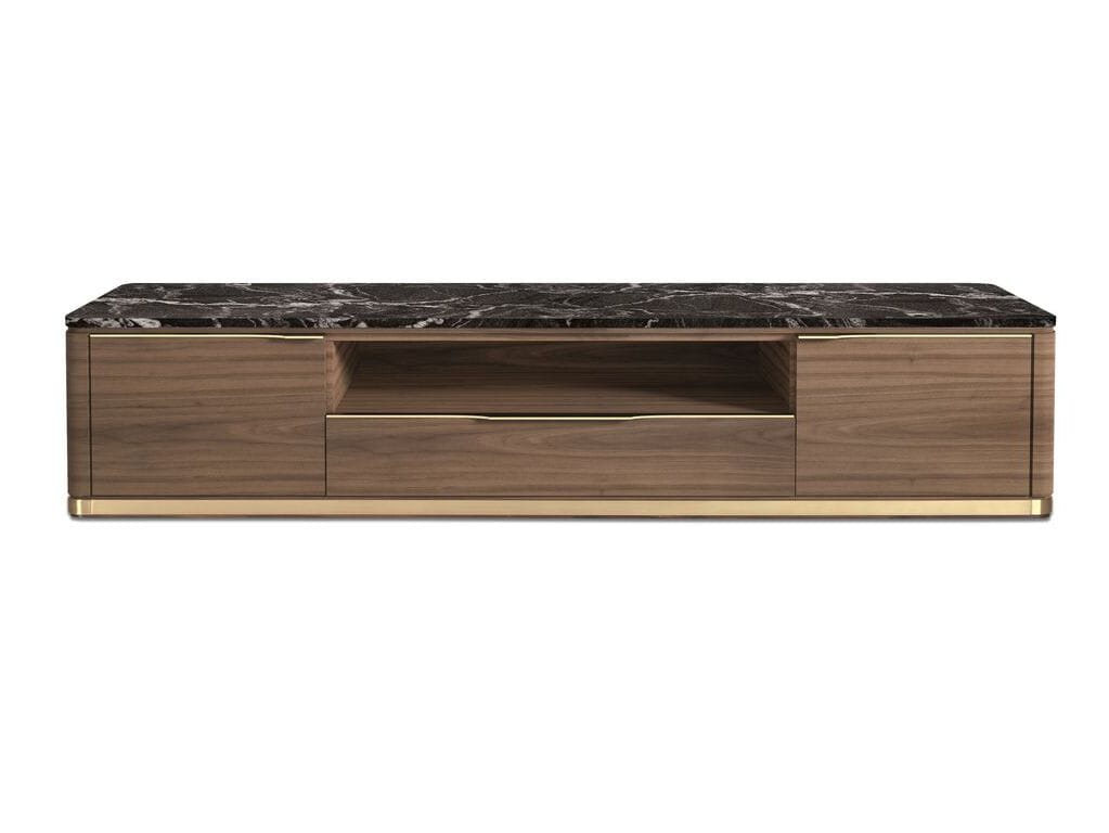 Деревянный и мраморный шкаф для телевизора с выдвижными ящиками и распашными дверцами Hurtado Evolution ARCH-00003590