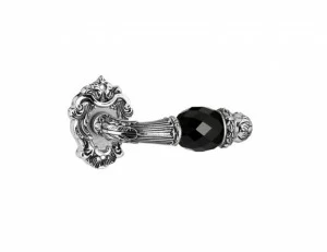0R7441.N00.71 Набор дверных ручек на розах с черными кристаллами swarovski Античное серебро