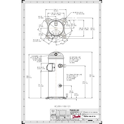 Danfoss H серия — Герметичные спиральные компрессоры, R410A HCJ091T4LC8 Компрессор спиральный 121L3118 