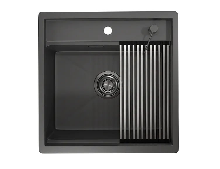 KS-5051, ГРАФИТ МАТОВЫЙ, стальная кухонная мойка KITCHEN SPACE GRANULA KS-5051-ST361 - Вид №2